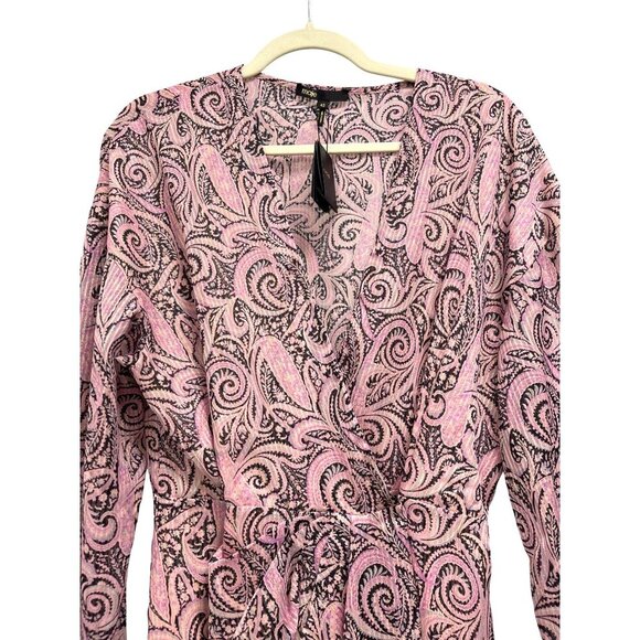 New Maje $445 Pink Paisley Jacquard Voile Metallic Thread Mini Dress Size 42 XL - Picture 7 of 12